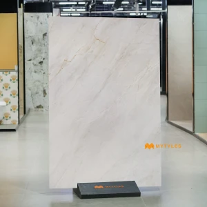 undefined-White Ivory Marble Look Vitrified Slab Tile Code37295