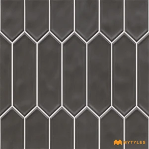 undefined-Ashen Black Picket Ceramic Geometric Wall Tile Code39462 300x300mm 11Pc
