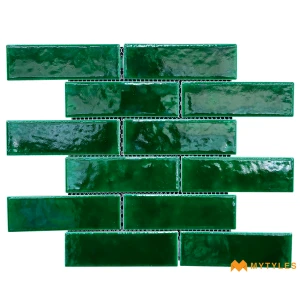 undefined-Colonial Green Glossy Porcelain Mosaic Tile Code39709 285x295mm 20Pc