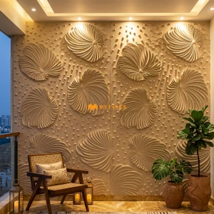 White Mint Flower Mural Code31654