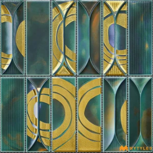 undefined-Ceramic Green Textured Wall Tile Code38966 (300x300mm, Metallic)