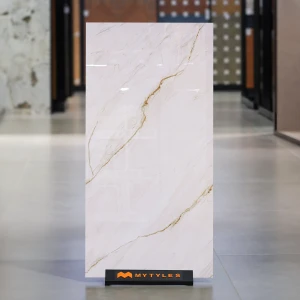 undefined-Calacatta Oro Marble Glossy Vitrified Floor and Wall Tile Code38203 600x1200mm