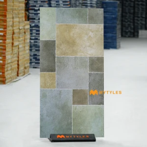 undefined-Green French Pattern Vitrified Modular Rustic Tile Code40130 600x1200mm 2Pc