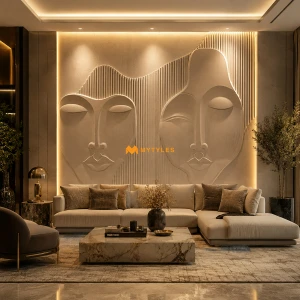 undefined-Mint Stone Fluted Dual Face Wall Mural Code35788 (2400x2400mm Stone)-MYTMU052
