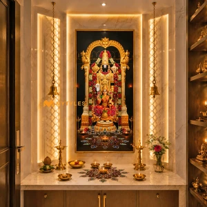 undefined-Lakshmi Venkateshwara Wall Poster Tile Code38293 (600x1200mm, Matt with Glitter)