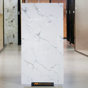 undefined-Mystery White Marble Look Vitrified Slab Tile Code37573