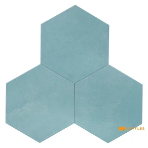 undefined-Vitrified Blue Hexagon Floor and Wall Tile Code39084 (220x255mm, Matt)